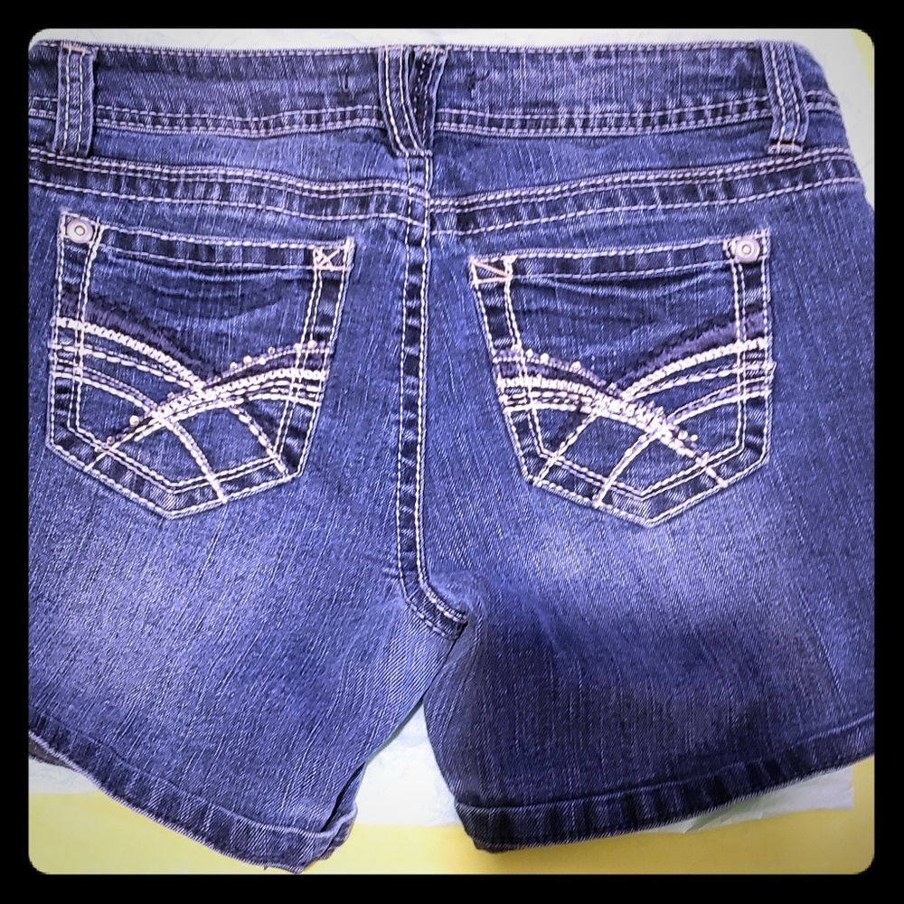 Embellished Denim shorts